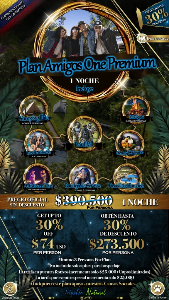 Plan Amigos One Premium (2 Dias - 1 Noche) 1 3 AMIGOS ONE PREMIUM